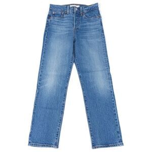 LEVIS Premium Wedgie Straight High Rise Ankle Crop Jeans MidBlue Denim 24x26 Y2k